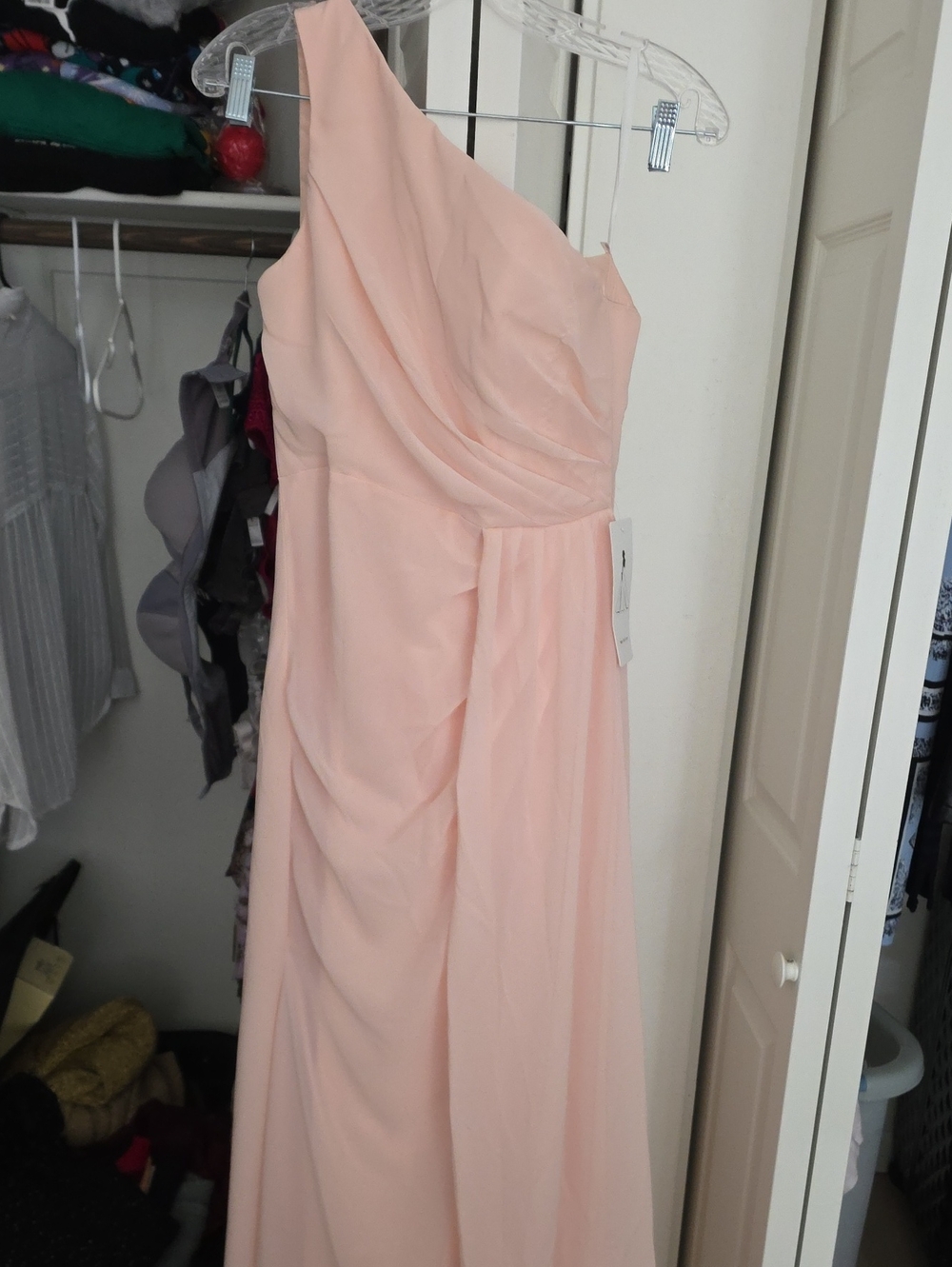 Blush One-Shoulder Evening Dress